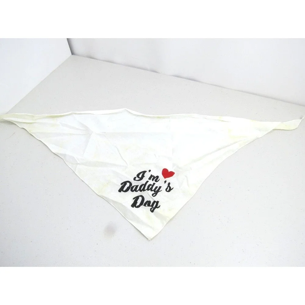Vintage Dog Bandana I'm Daddy's Dog Love Heart 30 Inches Long White